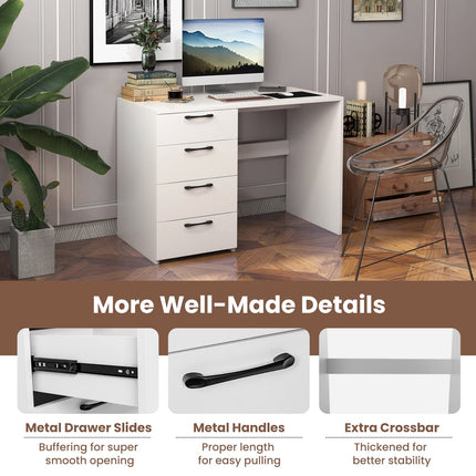 Dreamade Computer Desk with 4 Large Drawers