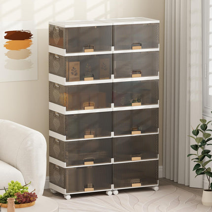 Dreamade 6 Tier Stackable Storage Bins with Lids 27 Gal Foldable Shoe Storage Box