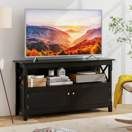 Dreamade TV Stand with Power Outlet for TVs up to 50 Inch, Entertainment Center with 2-Door Cabinet