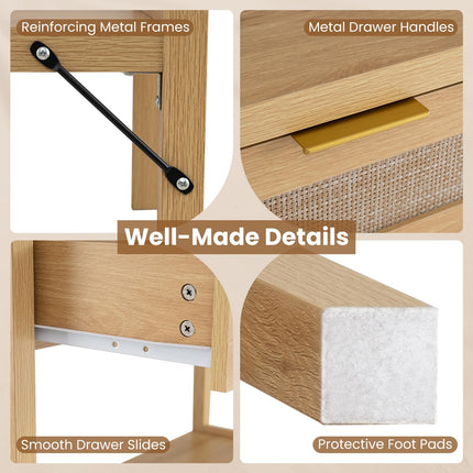 Dreamade 40" Rattan Console Table with Storage for Foyer Hallway Entrance