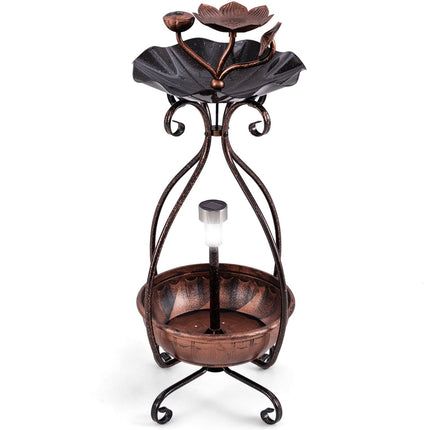 Dreamade Bird Bath with Planter - Solar Lighted Bird Bath for Outside with Bird Feeder
