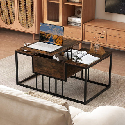 Dreamade Modern Center Table with Hidden Storage Compartment