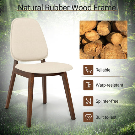 Dreamade Wooden Dining Chair Set of 2/4 Mid-Century Modern Upholstered Side Armless Chair