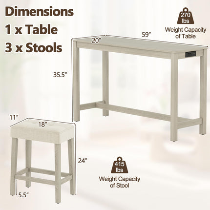 Dreamade Counter Height Table with 3 Stools and 4-Piece Breakfast Nook Bar Set