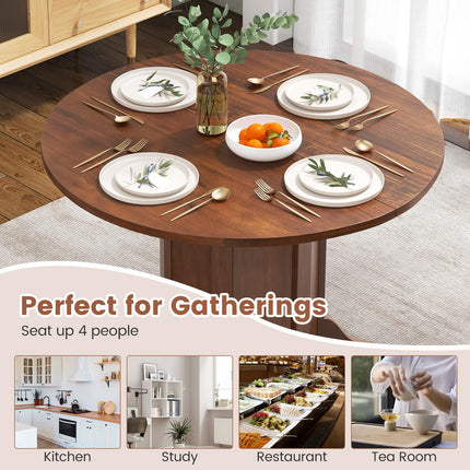 Dreamade 42” Round Dining Table, Modern Kitchen Table with Pedestal Base, Solid Wood Frame
