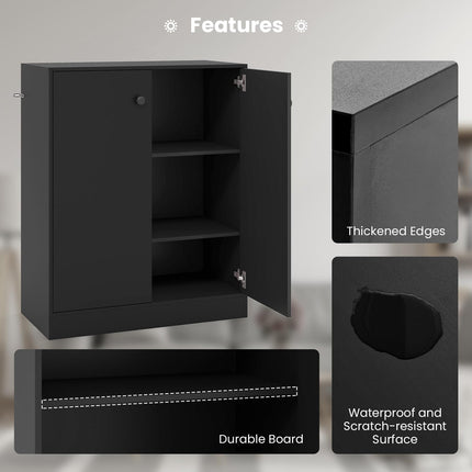 Dreamade 2 Door Storage Base Cabinet - Freestanding Floor Cabinet with 3-Tier Shelf