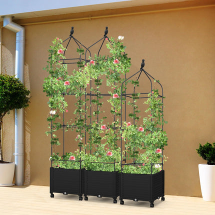 Dreamade Raised Garden Bed with Tomato Cages, Obelisk & Bird Top