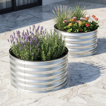 Dreamade 2 Pack Round Galvanized Raised Garden Bed Kit (2x2x1 FT)