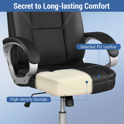 Dreamade Leather Office Chair with Padded Armrests & Rocking Backrest