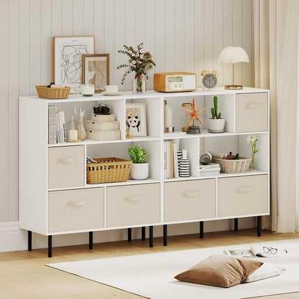 Dreamade 6-Cube Bookshelf 3-Tier White Bookcase