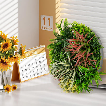 Dreamade 2 Pack Hanging Artificial Plants Panels, 20" Round Framed 3D Greenery Wall Art Decor