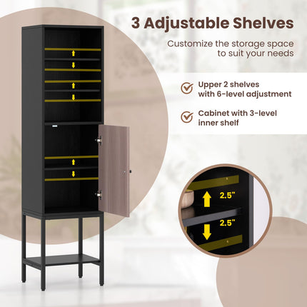 Dreamade 57” Tall Bathroom Storage Cabinet, Bathroom Floor Cabinet with Door, Adjustable Shelves & Foot Pads