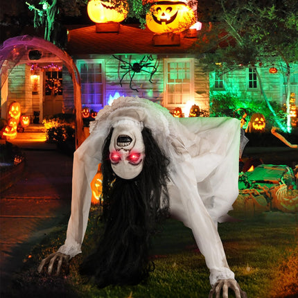 DREAMADE Animated Crawling Ghost Halloween Creepy Crawling Woman Prop