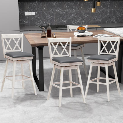 Dreamade Bar Stool with Foot Rest Upholstered Cushion & Ergonomic Backrest