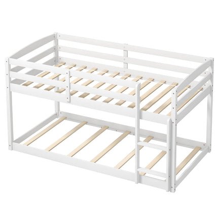 Dreamade Solid Wood Twin Over Twin Bunk Bed Frame