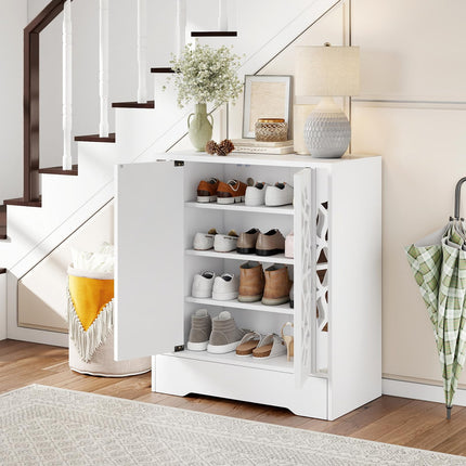 Dreamade Shoe Cabinet with Drawer 6-Tier Shoe Organizer Cabinet with Mirrored Doors