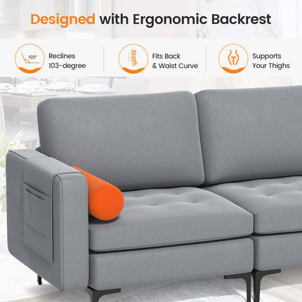 Dreamade 97" Sectional Sofa Couch, 3-Seater Modular Sleeper with USB Ports