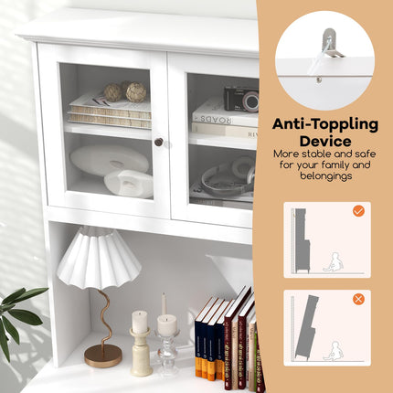 Dreamade Pantry Cabinet, 77” Tall Buffet Cabinet with Hutch, LED Lights & Charging Station