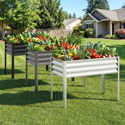 Dreamade 44" x 22" x 32" Metal Large Elevated Planter Box for Vegetable Flower Fruit Herb (1/2)