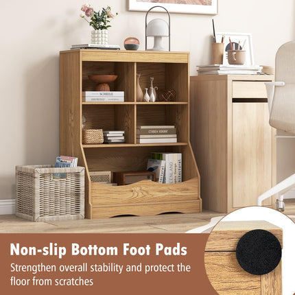Dreamade Storage Cabinet, Small Bookshelf, Short Bookcase with 4 Open Storage Cube & Bottom Compartment