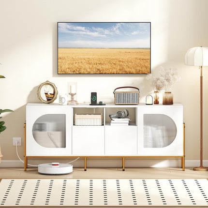 Dreamade White TV Stand for TVs up to 70" Modern Entertainment Center with Power Outlets