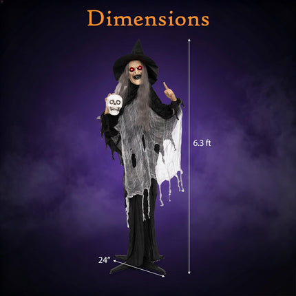 DREAMADE 6.3 FT Animatronic Halloween Life-Size Talking Witch Decor
