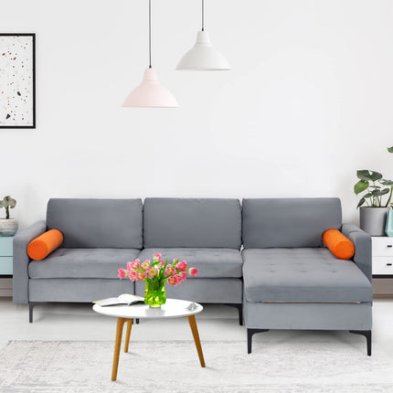 Dreamade 97" Large Couch, 3 Seat Sectional Sofa Set, L-Shaped Modular Sleeper with Chaise Lounge & USB Port & Socket