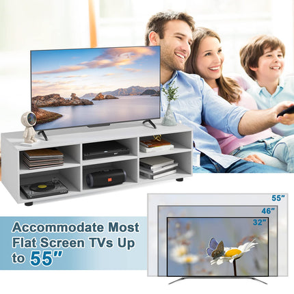 Dreamade TV Stand with Cube Storage - TV Console Cabinet w/ 6 Open Compartments
