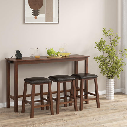 Dreamade Dining Table Set, Kitchen Table Set, 4-Piece Counter Height Dining Set with 3 Upholstered Stools