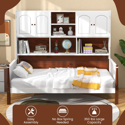 Dreamade Wood Twin Bed with Storage