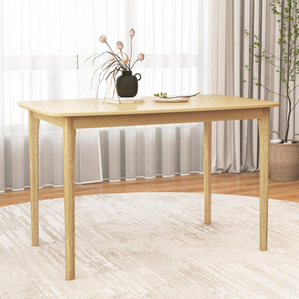 Dreamade 48" L Rectangular Wooden Dining Table, Solid Rubber Wood Kitchen Table (Natural)