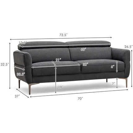 Dreamade Couch, Upholstered Loveseat with Lift-up Headrest and Metal Legs