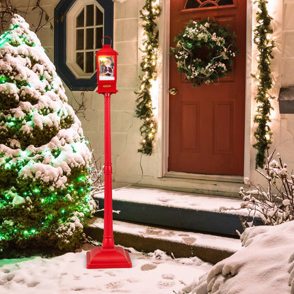 Dreamade 61 Inch Christmas Street Lamp, Festive Musical Lamp Post w/Detachable Snow Globe Lantern
