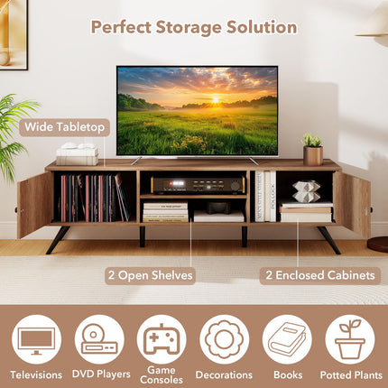 Dreamade 2-Door TV Stand for TVs up to 65 Inch with Open Shelves
