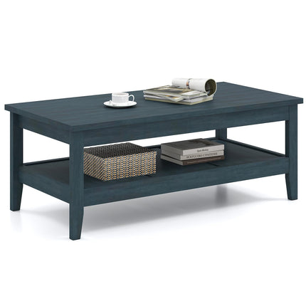 Dreamade Farmhouse Coffee Table Rustic Cocktail Center Table with Thickened Tabletop