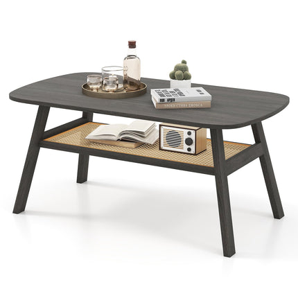 Dreamade Rattan Coffee Table for Living Room