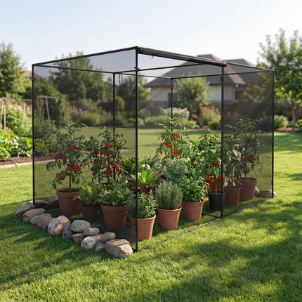 Dreamade Garden Crop Cage | 10 x 6.5 x 6.5 ft Plant Netting Cover w/Zipper Doors