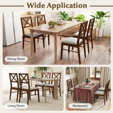 Dreamade Wooden Dining Chairs Set of 2/4, Upholstered Kitchen Chairs w/Cross Back & Padded Seat