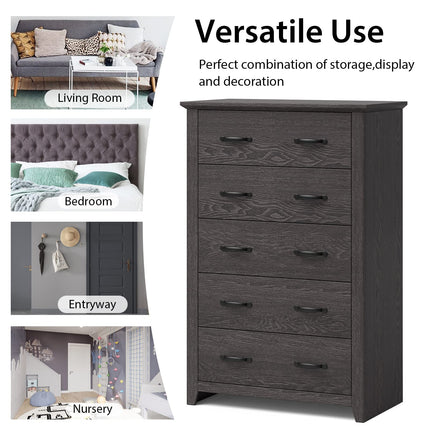 Dreamade 5 Drawer Dresser Chest of Drawers - Vertical Dresser with 5 Pull-Out Drawers for Bedroom, Living Room, Entryway
