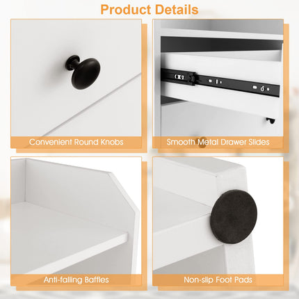 Dreamade 3 Drawers Dresser for Bedroom - Modern Storage Dresser Chest of Drawers with 2 Shelves, 3 Pull-Out Drawers