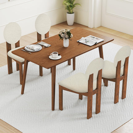 Dreamade Sherpa Dining Chairs Set of 2/4 Mid Century Modern Kitchen Chairs w/Rubber Wood Legs