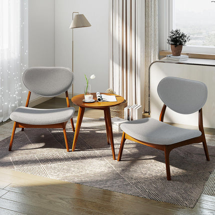 Dreamade Lamb Velvet Fabric Upholstered Living Room Chairs with Side Table