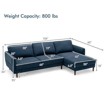 Dreamade Sectional Sofa Couch Set, 3-Seat Sofa