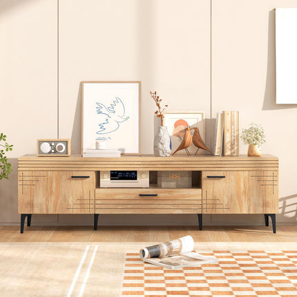 Dreamade TV Stand for TV up to 65 Inches, Mid Century Modern Entertainment Center with 2 Cabinets