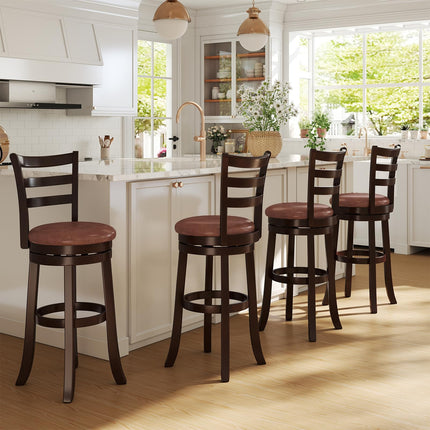Dreamade 30" Counter Height Swivel Barstools Set of 2/4 with Faux Leather Seat and Wrap-around Footrest