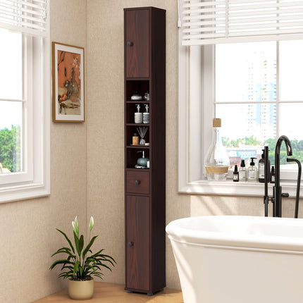 Dreamade Slim Bathroom Storage Cabinet - 71" Tall Narrow Floor Cabinet Cupboard with 2 Doors