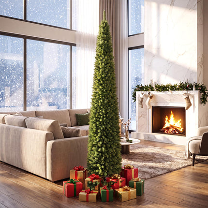 DREAMADE 5/6/7/8/9 FT Pre-Lit Pencil Christmas Tree, Slim Artificial Xmas Tree
