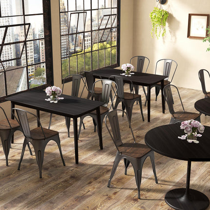 Dreamade Metal Dining Chairs Set of 4, Stackable Kitchen Chairs with Wood Seat & Removable Backrest