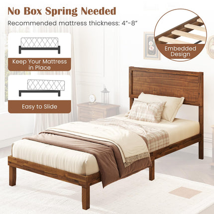 Dreamade Wood Bed Frames with Headboard, Mid Century Modern Platform Bed