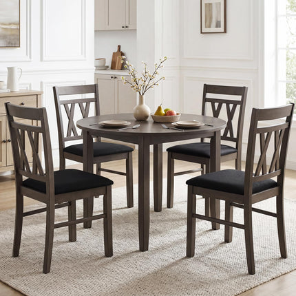 Dreamade Wood Dining Chairs Set of 2/4 Linen Style Upholstered Kitchen Chairs with Dual X-Shaped Back